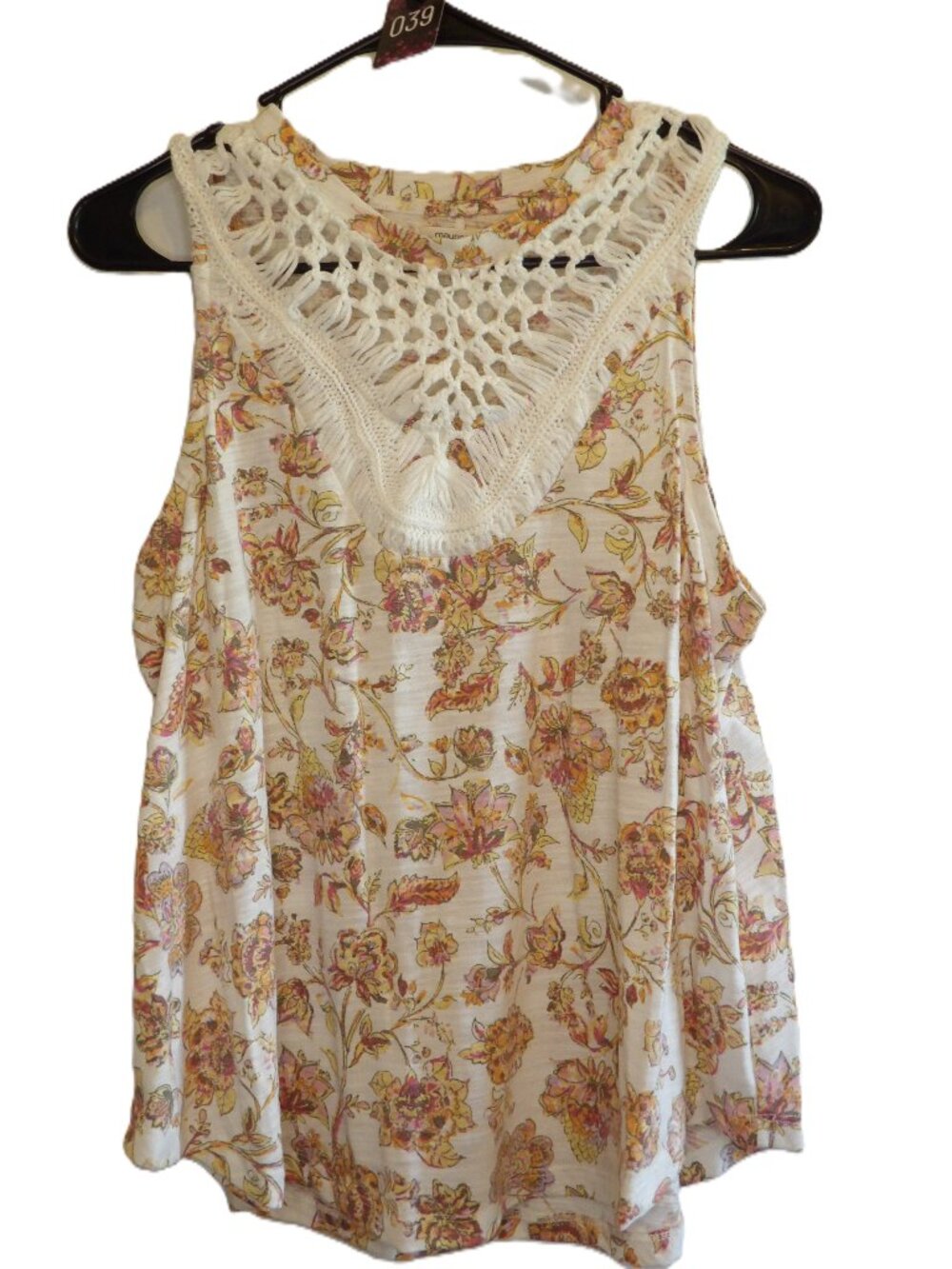 Maurices, NWT off white with pink and yellow floral tank (Women's Medium)